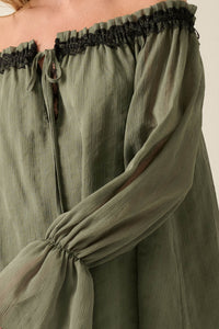 Always Yours Off-Shoulder Bishop-Sleeve Peasant Top - ShopPromesa