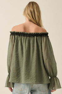 Always Yours Off-Shoulder Bishop-Sleeve Peasant Top - ShopPromesa