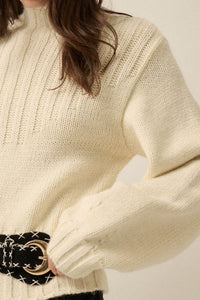 Just Right Mock-Neck Ribbed Knit Sweater - ShopPromesa