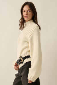 Just Right Mock-Neck Ribbed Knit Sweater - ShopPromesa