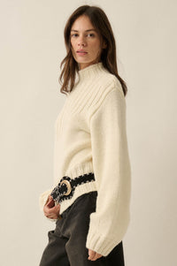 Just Right Mock-Neck Ribbed Knit Sweater - ShopPromesa
