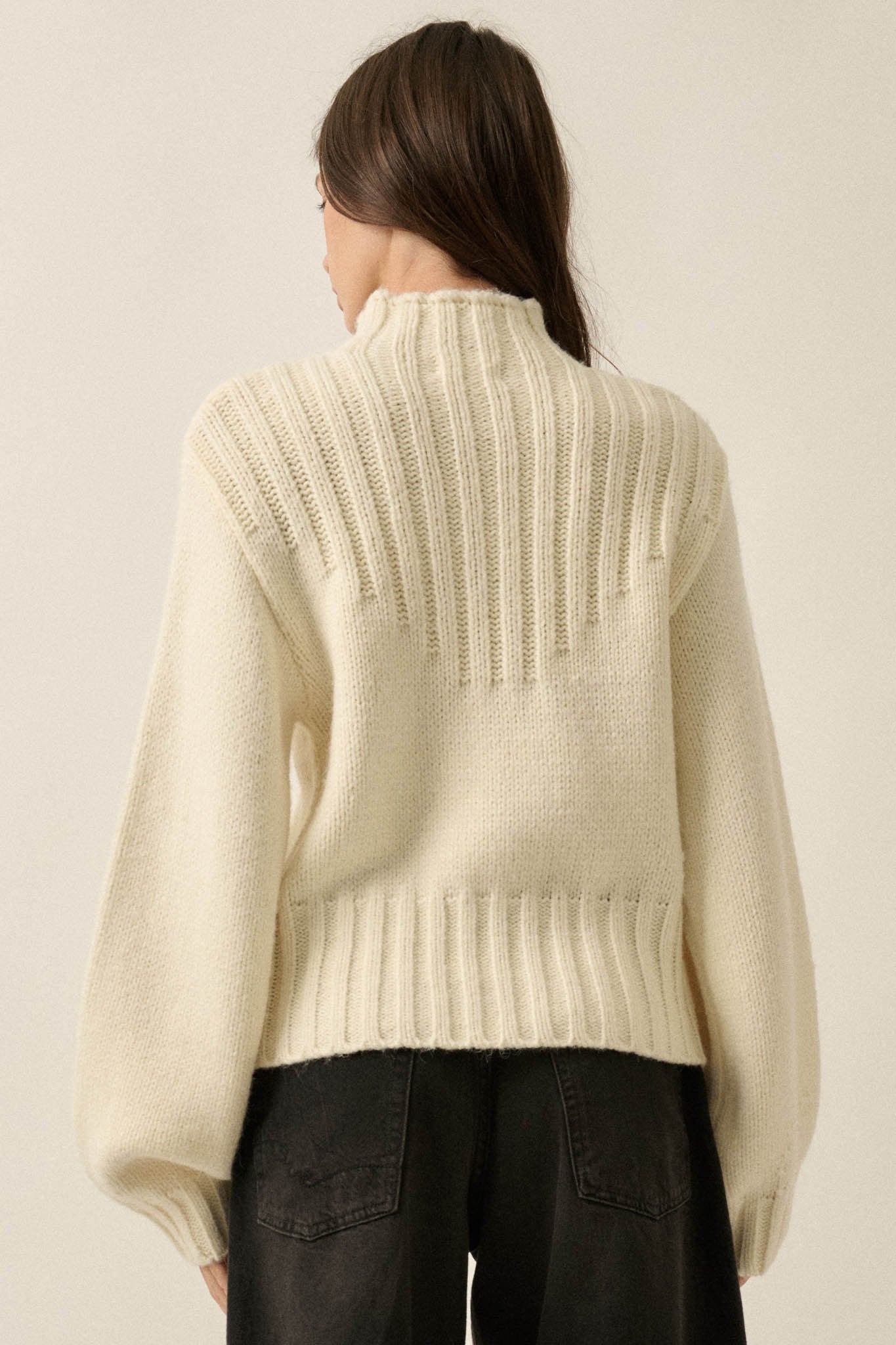 Just Right Mock-Neck Ribbed Knit Sweater - ShopPromesa