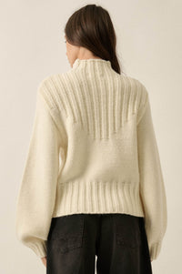 Just Right Mock-Neck Ribbed Knit Sweater - ShopPromesa