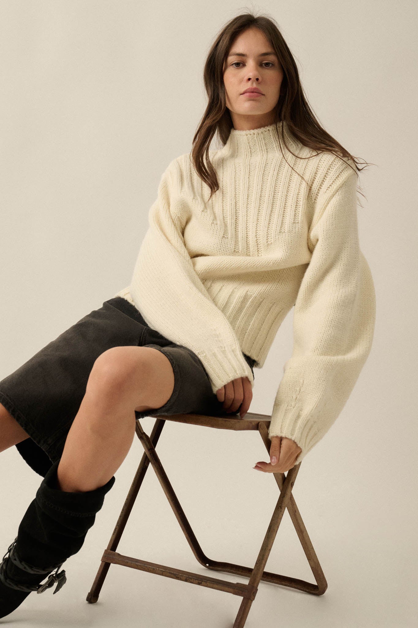 Just Right Mock-Neck Ribbed Knit Sweater - ShopPromesa