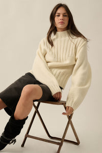 Just Right Mock-Neck Ribbed Knit Sweater - ShopPromesa