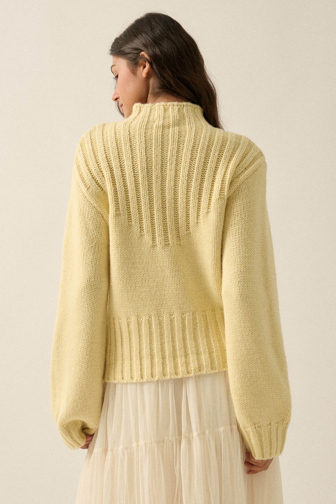 Just Right Mock-Neck Ribbed Knit Sweater - ShopPromesa