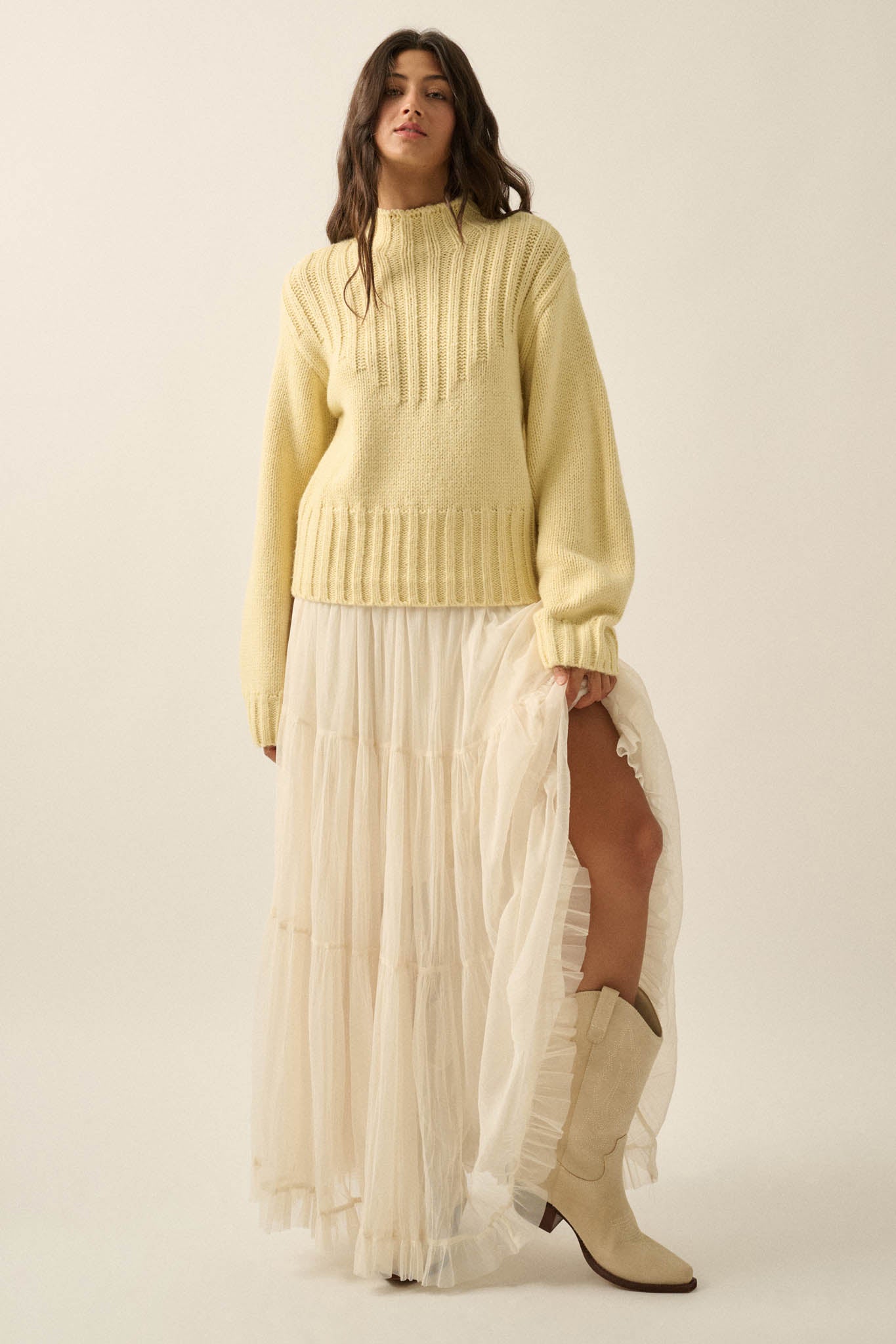 Just Right Mock-Neck Ribbed Knit Sweater - ShopPromesa