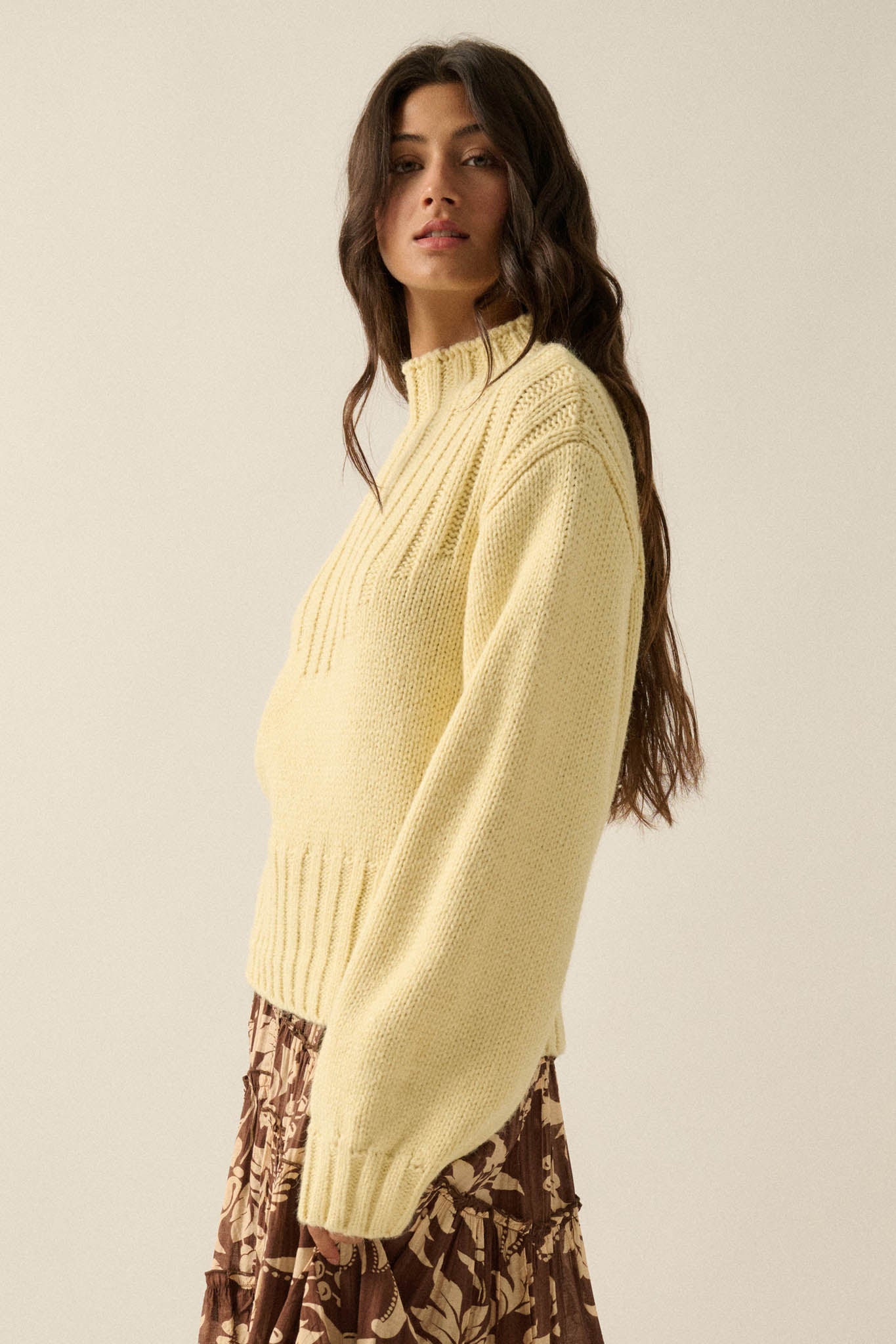 Just Right Mock-Neck Ribbed Knit Sweater - ShopPromesa