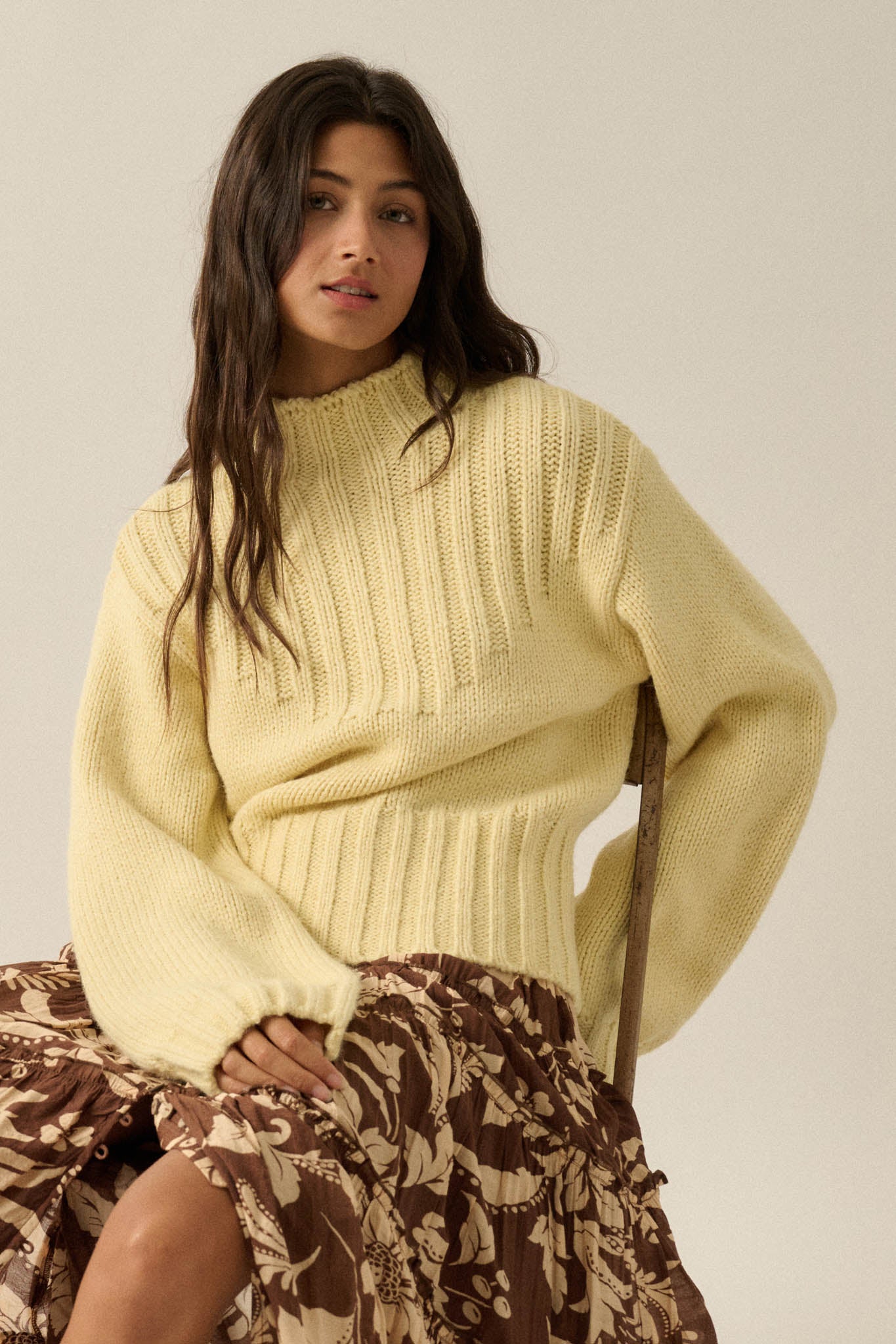 Just Right Mock-Neck Ribbed Knit Sweater - ShopPromesa