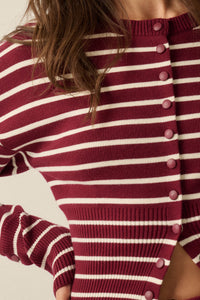 First in Line Striped Knit Snap-Button Cardigan - ShopPromesa