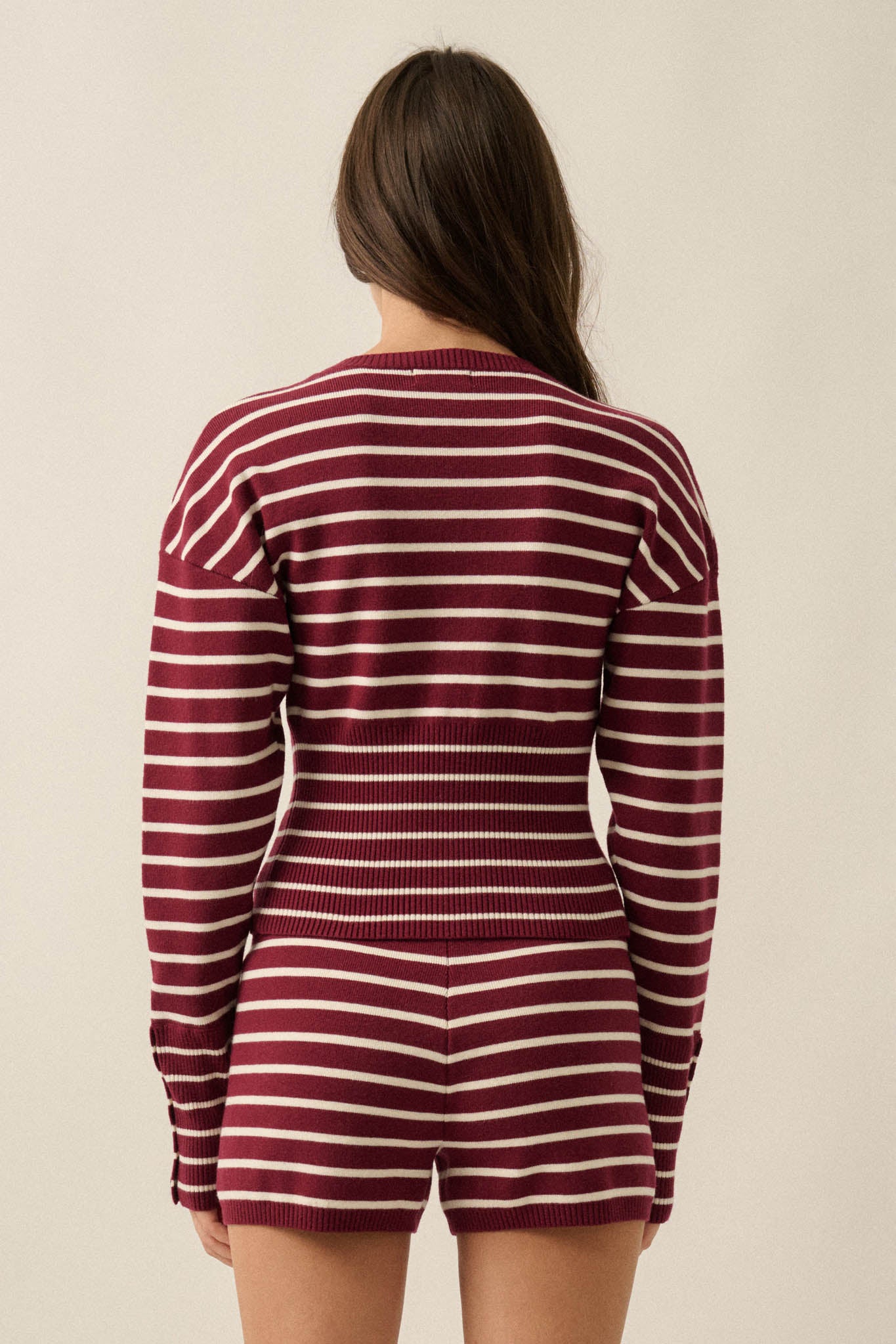 First in Line Striped Knit Snap-Button Cardigan - ShopPromesa