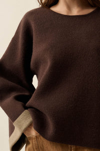 Change Your Mind Solid Knit Contrast-Cuff Sweater - ShopPromesa