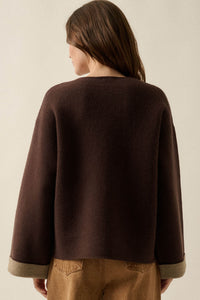 Change Your Mind Solid Knit Contrast-Cuff Sweater - ShopPromesa