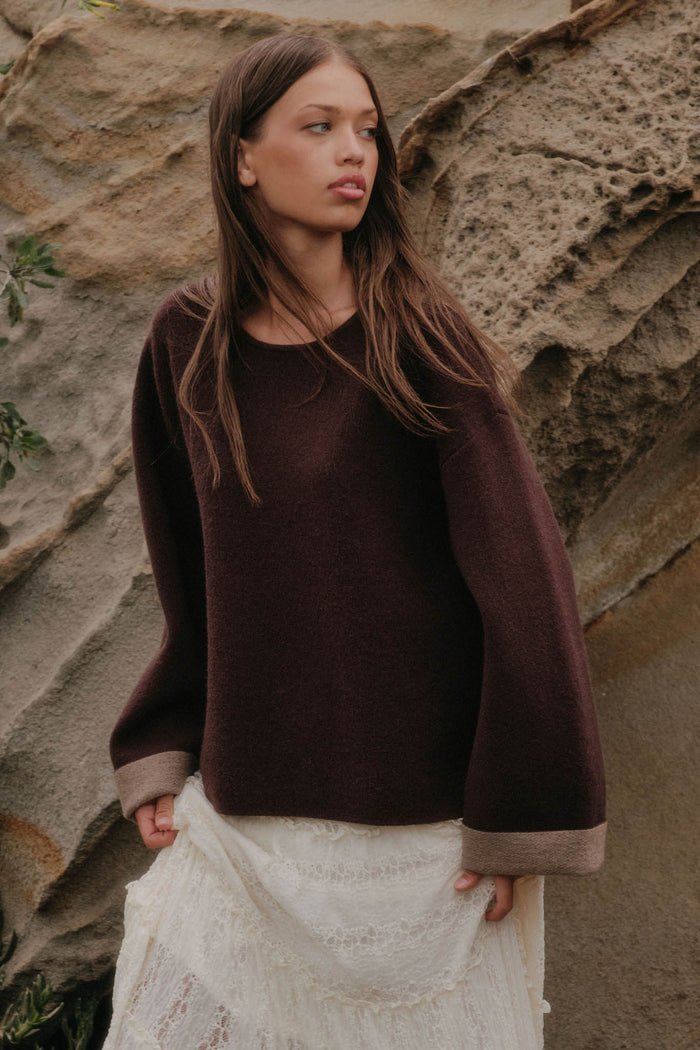 Change Your Mind Solid Knit Contrast-Cuff Sweater - ShopPromesa