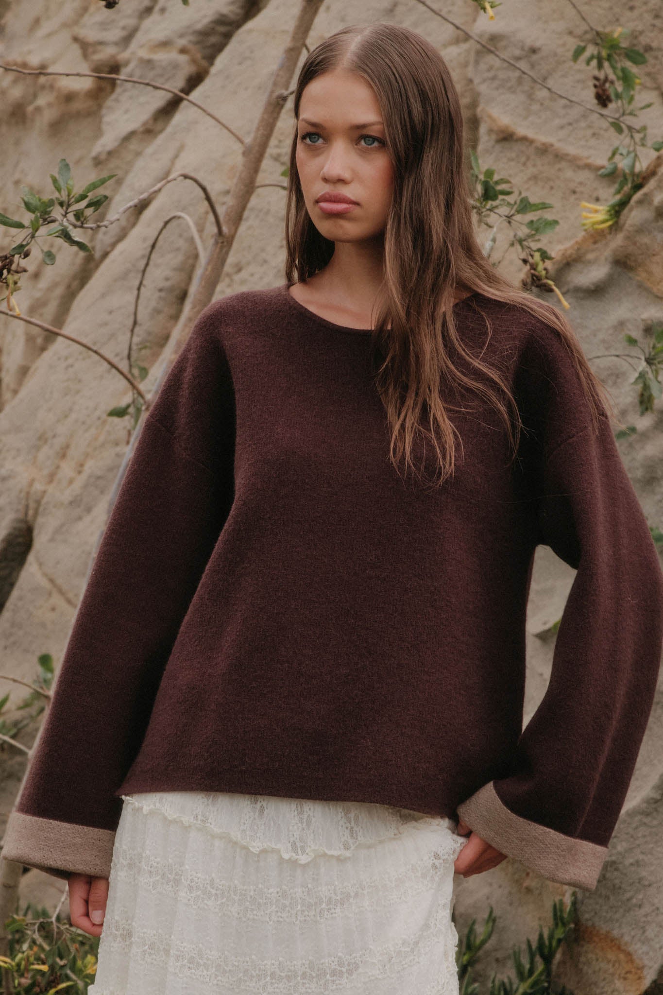 Change Your Mind Solid Knit Contrast-Cuff Sweater - ShopPromesa