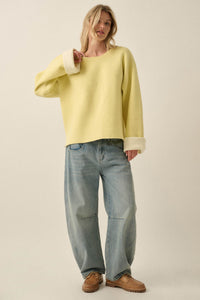 Change Your Mind Solid Knit Contrast-Cuff Sweater - ShopPromesa