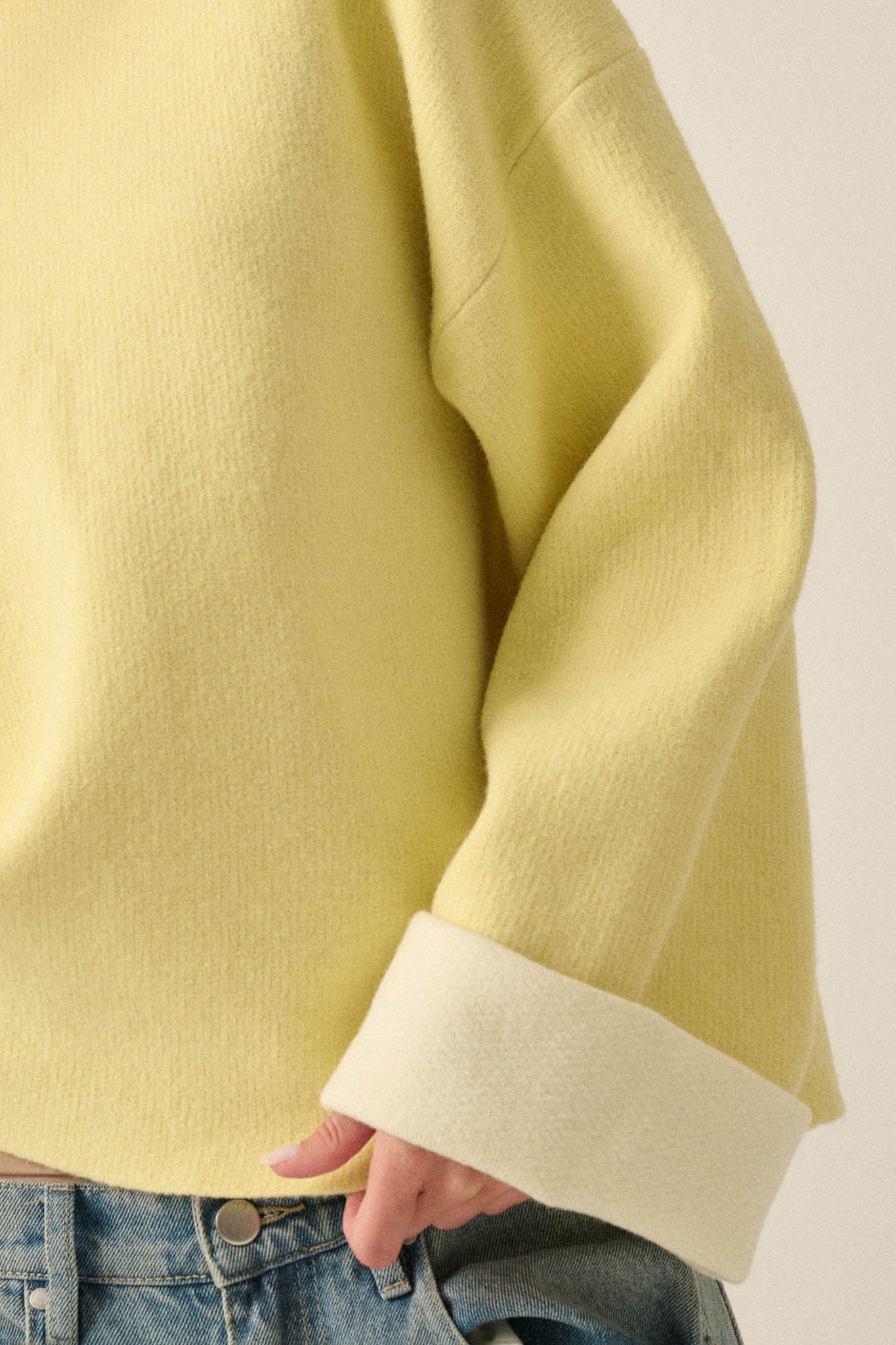 Change Your Mind Solid Knit Contrast-Cuff Sweater - ShopPromesa