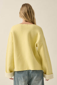 Change Your Mind Solid Knit Contrast-Cuff Sweater - ShopPromesa