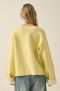 Change Your Mind Solid Knit Contrast-Cuff Sweater - ShopPromesa
