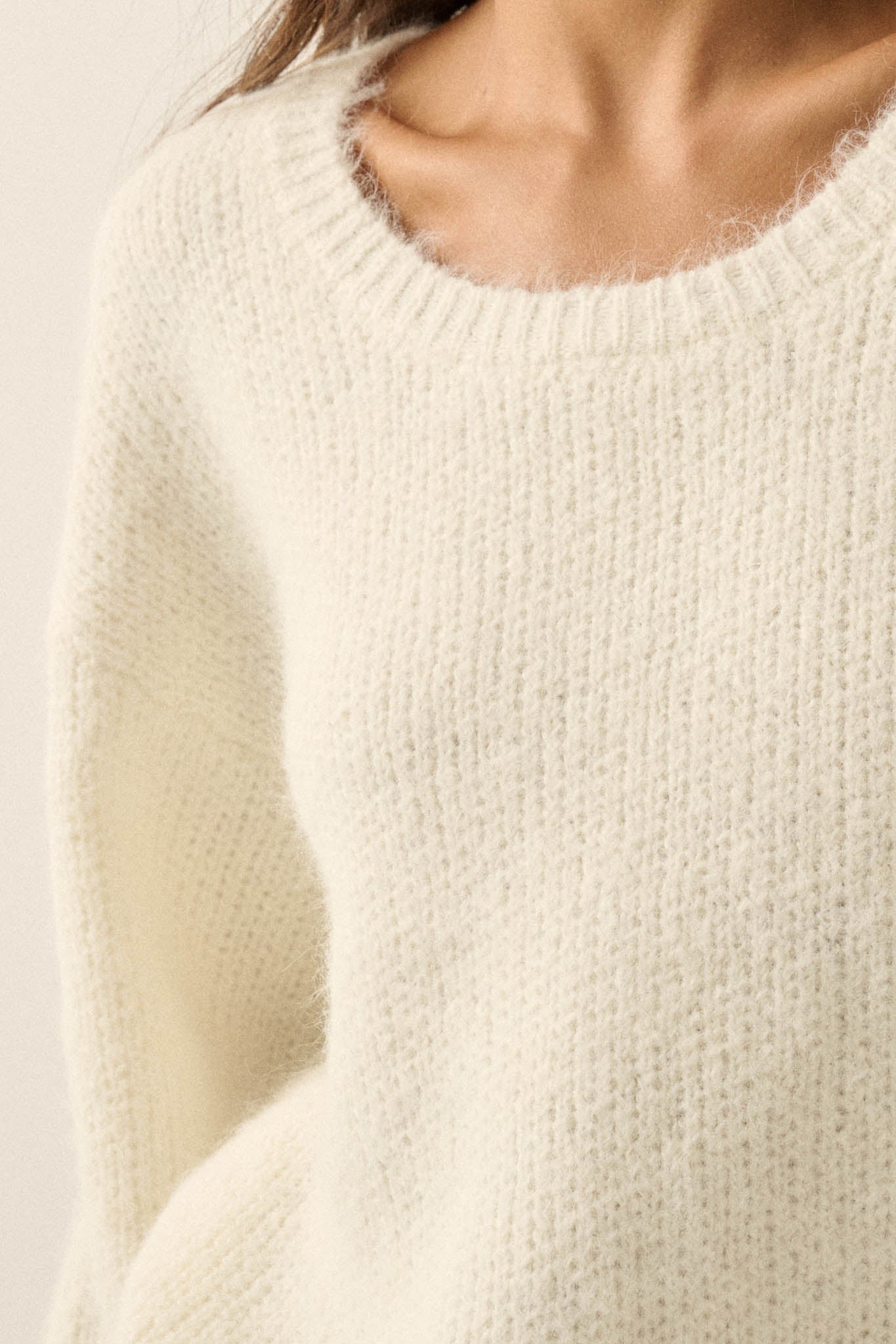Up to You Fuzzy Ribbed Knit Drop-Shoulder Sweater - ShopPromesa