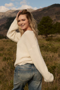 Up to You Fuzzy Ribbed Knit Drop-Shoulder Sweater - ShopPromesa