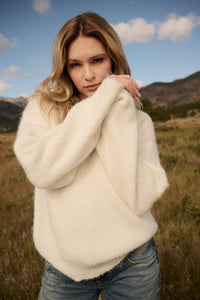 Up to You Fuzzy Ribbed Knit Drop-Shoulder Sweater - ShopPromesa