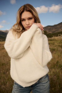 Up to You Fuzzy Ribbed Knit Drop-Shoulder Sweater - ShopPromesa