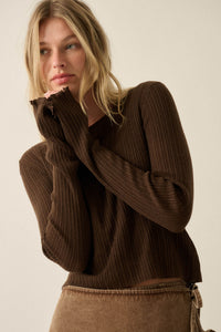 All You Need Rib-Knit Layered Cropped Bell-Sleeve Top - ShopPromesa