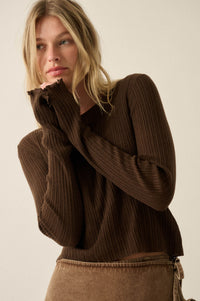 All You Need Rib-Knit Layered Cropped Bell-Sleeve Top - ShopPromesa