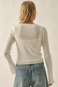 All You Need Rib-Knit Layered Cropped Bell-Sleeve Top - ShopPromesa