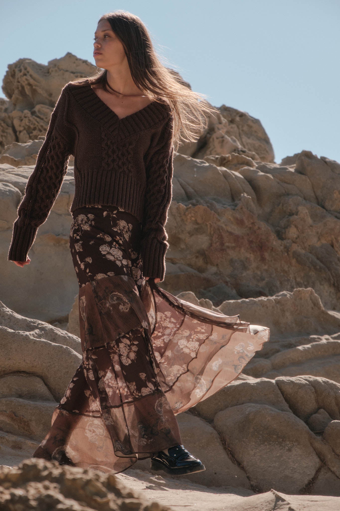 True to Form Cable-Knit Cropped V-Neck Sweater - ShopPromesa
