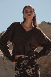 True to Form Cable-Knit Cropped V-Neck Sweater - ShopPromesa
