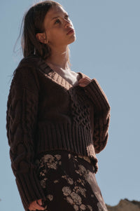 True to Form Cable-Knit Cropped V-Neck Sweater - ShopPromesa