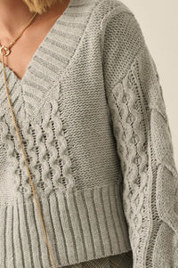True to Form Cable-Knit Cropped V-Neck Sweater - ShopPromesa