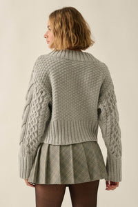 True to Form Cable-Knit Cropped V-Neck Sweater - ShopPromesa