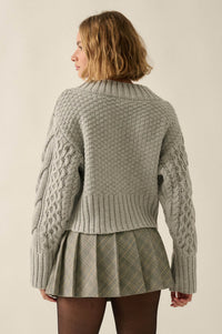 True to Form Cable-Knit Cropped V-Neck Sweater - ShopPromesa