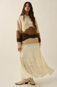 True Horizon Fuzzy Jacquard-Knit Landscape Sweater - ShopPromesa
