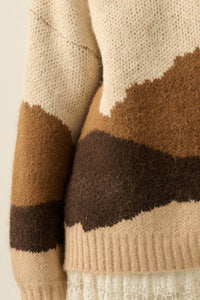 True Horizon Fuzzy Jacquard-Knit Landscape Sweater - ShopPromesa