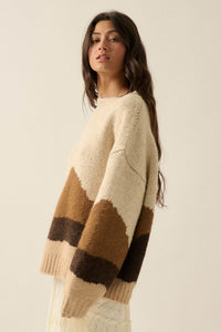 True Horizon Fuzzy Jacquard-Knit Landscape Sweater - ShopPromesa