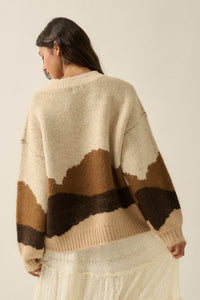 True Horizon Fuzzy Jacquard-Knit Landscape Sweater - ShopPromesa
