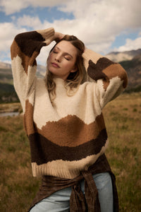 True Horizon Fuzzy Jacquard-Knit Landscape Sweater - ShopPromesa