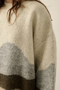 True Horizon Fuzzy Jacquard-Knit Landscape Sweater - ShopPromesa