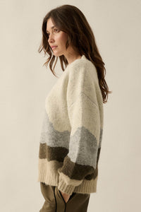 True Horizon Fuzzy Jacquard-Knit Landscape Sweater - ShopPromesa