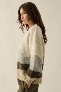 True Horizon Fuzzy Jacquard-Knit Landscape Sweater - ShopPromesa