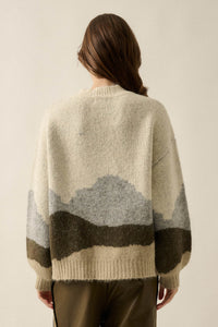 True Horizon Fuzzy Jacquard-Knit Landscape Sweater - ShopPromesa