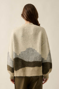 True Horizon Fuzzy Jacquard-Knit Landscape Sweater - ShopPromesa