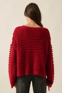Slow Days Scalloped Ribbed Knit Wide-Sleeve Sweater - ShopPromesa