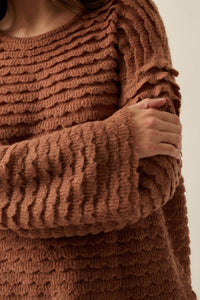 Slow Days Scalloped Ribbed Knit Wide-Sleeve Sweater - ShopPromesa