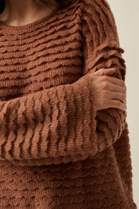 Slow Days Scalloped Ribbed Knit Wide-Sleeve Sweater - ShopPromesa