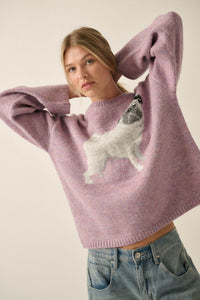 Pug Life Dog-Motif Crewneck Drop-Shoulder Sweater - ShopPromesa